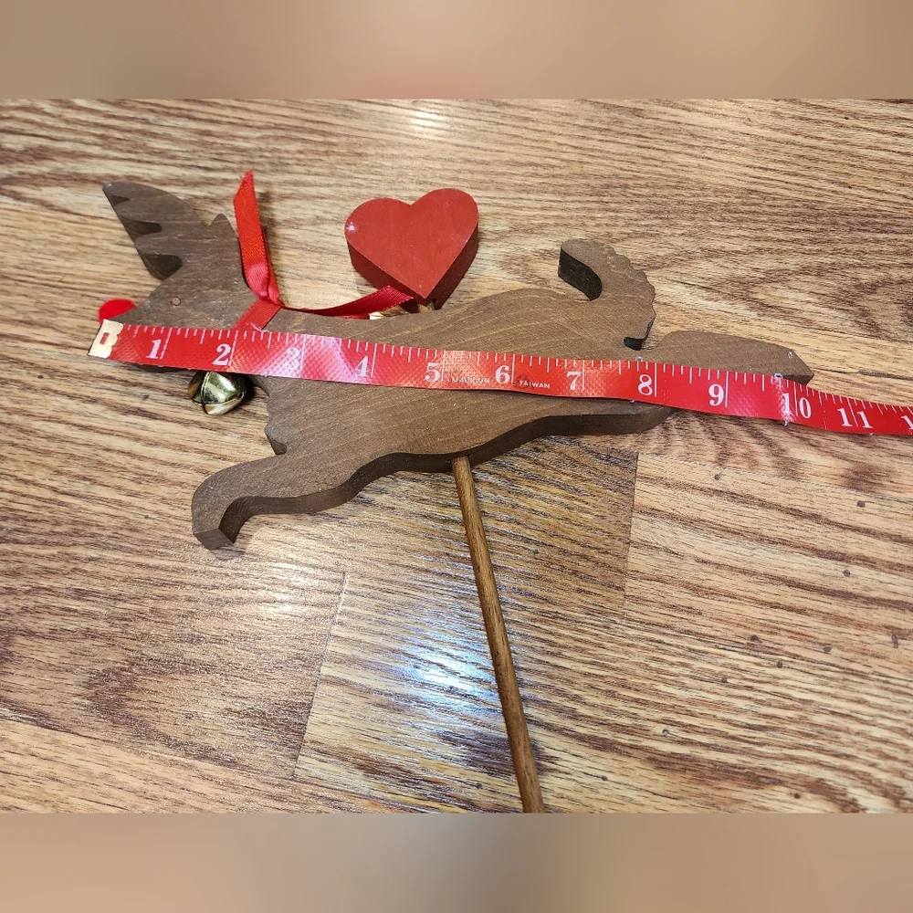 Handmade Wooden Reindeer With Red Nose and Bell